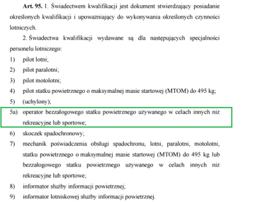 Ustawa Prawo Lotnicze 3 lipca 2002 - Art. 95, ust. 2, ptk. 5a