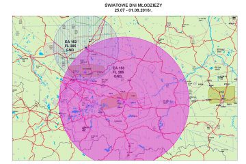 ŚDM 2016 w Krakowie i Częstochowie - poglądowa mapa zakazu lotów m.in. dronów