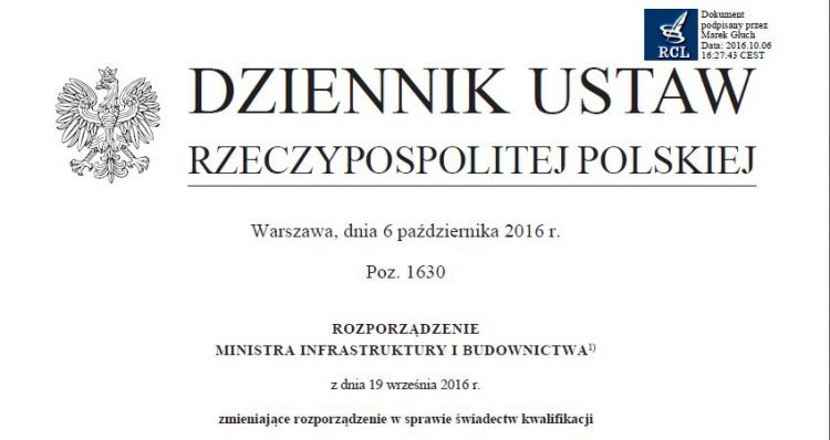 Nowe rozporządzenie ws. świadectw kwalifikacji UAVO - 19 wrzesnia 2016