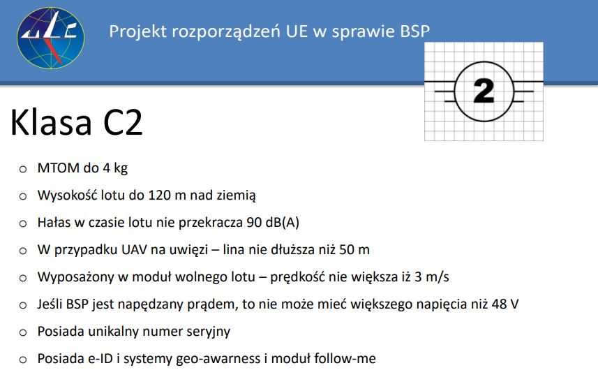 Klasa C2 dronów wg przepisów UE