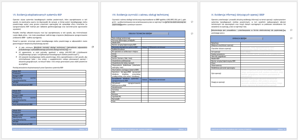 Przykładowe dokumenty UAS.SPEC.050