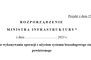 Rozporządzenie Ministra Infrastruktury w sprawie wykonywania operacji z użyciem systemu BSP - projekt z 25.01.2023