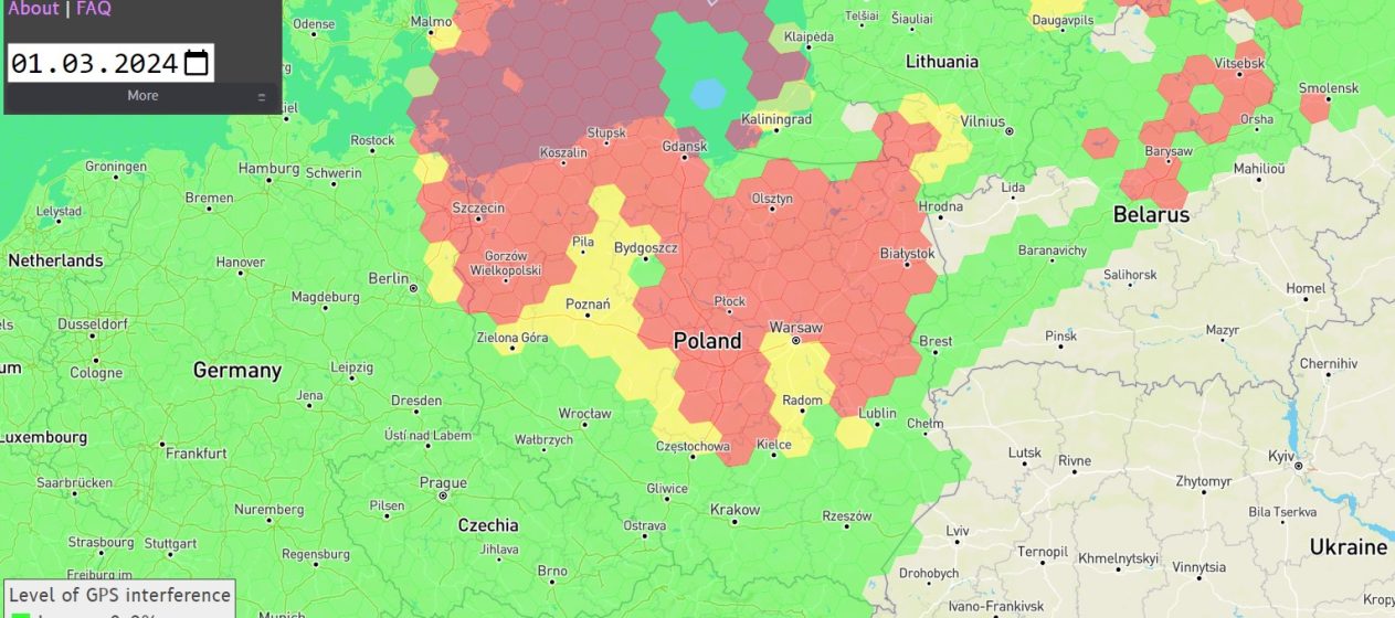 GPS jamming - Polska - 1.03.2024
