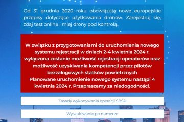 Zamknięcie serwisu drony.ulc.gov.pl