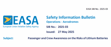 Biuletyn Informacji o Bezpieczeństwie EASA - SIB 2025-03 - baterie litowo-jonowe