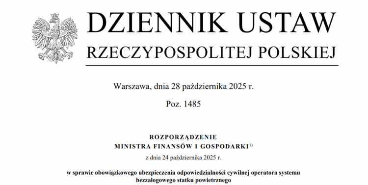 Rozporządzenie z dnia 24.10.2025 r. ws. obowiązkowego OC dla operatorów dronów