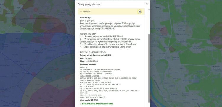 Strefa z ograniczeniami na 11 listopada 2025 r. w Warszawie - EPR840