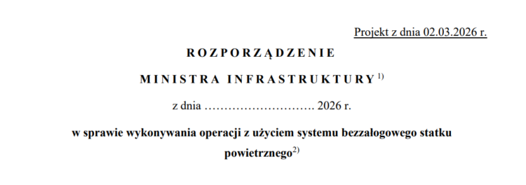 Projekt rozporządzenia Ministra Infrastruktury w sprawie wykonywania operacji z użyciem SBSP - projekt z datą 2.03.2026 r.